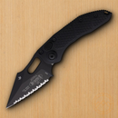 Microtech Auto Stitch S/E Folding Knife 3,75" Serrated Bohler M390MK Steel Blade Black Aluminum Handle