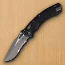 Microtech Amphibian S/E Folding Knife 4" Partial Serrated Bohler M390MK Steel Blade Black G10 Handle