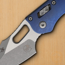 Microtech Stitch S/E Folding Knife 3.75" Premium Steel Blade Antique Blue Titanium Handle