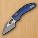 Microtech Stitch S/E Folding Knife 3.75" Premium Steel Blade Antique Blue Titanium Handle