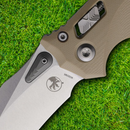 Microtech Amphibian S/E Folding Knife 4" Bohler M390MK Steel Blade Tan G10 Handle