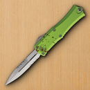 Microtech Auto Hera II Folding Dagger 3" Partial Serrated Bohler M390MK Steel Blade Aluminum Handle