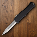 Microtech Auto Hera II D/E Folding Dagger 4" Partial Serrated Premium Steel Blade Black Aluminum Handle