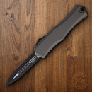 Microtech Auto Hera II Folding Dagger 4" Double Edge Premium Steel Blade Gray Aluminum Handle