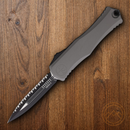 Microtech Auto Hera II D/E Folding Knife 4" Serrated Premium Steel Blade Gray Aluminum Handle