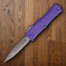 Microtech Auto Hera II Folding Dagger 3" Double Edge Bohler M390MK Steel Blade Purple Aluminum Handle