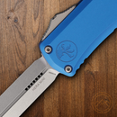 Microtech Auto Hera II Mini Folding Dagger 3" Double Edge Bohler M390MK Steel Blade Blue Aluminum Handle