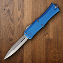 Microtech Auto Hera II Mini Folding Dagger 3" Double Edge Bohler M390MK Steel Blade Blue Aluminum Handle