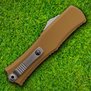 Microtech Auto Hera II Mini D/E Folding Dagger 3" Bohler M390MK Steel Blade Tan Aluminum Handle