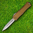 Microtech Auto Hera II Mini D/E Folding Dagger 3" Bohler M390MK Steel Blade Tan Aluminum Handle