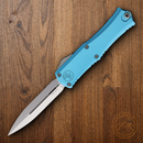 Microtech Auto Hera II Mini D/E Folding Dagger 3" Bohler M390MK Steel Blade Turquoise Aluminum Handle