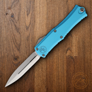 Microtech Auto Hera II Folding Dagger 3" Double Edge Premium Steel Blade Turquoise Aluminum Handle