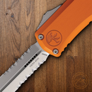 Microtech Auto Hera II Folding Dagger 3" Partial Serrated Bohler M390MK Steel Blade Orange Aluminum Handle