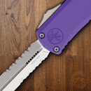 Microtech Auto Hera II Folding Dagger 3" Partial Serrated Bohler M390MK Steel Blade Purple Aluminum Handle