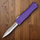 Microtech Auto Hera II Folding Dagger 3" Partial Serrated Bohler M390MK Steel Blade Purple Aluminum Handle