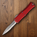 Microtech Auto Hera II Folding Dagger 3" Partial Serrated Bohler M390MK Steel Blade Red Aluminum Handle