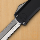 Microtech Auto Hera II Folding Dagger 3" Partial Serrated Bohler M390MK Steel Blade Black Aluminum Handle