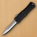 Microtech Auto Hera II Folding Dagger 3" Partial Serrated Bohler M390MK Steel Blade Black Aluminum Handle