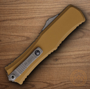 Microtech Auto Hera II Mini Folding Knife 3" Bohler M390MK Steel Blade Tan Aluminum Handle