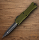 Microtech Auto Hera II Mini Folding Knife 3" Bohler M390MK Steel Blade OD Green Aluminum Handle