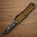 Microtech Auto Hera II Mini Folding Knife 3" Bohler M390MK Steel Blade Tan Aluminum Handle
