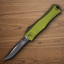 Microtech Auto Hera II Folding Knife 4" Bohler M390K Steel Blade OD Green Aluminum Handle
