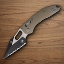 Microtech Stitch Folding Knife 3.75" Bohler M390MK Steel Blade Tan Aluminum Handle