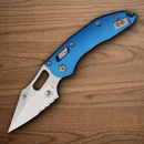 Microtech Stitch Folding Knife 3.75" Bohler M390MK Steel Blade Blue Aluminum Handle