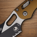 Microtech Stitch Folding Knife 3.75" Bohler M390MK Steel Blade Tan Aluminum Handle