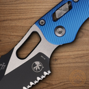 Microtech Stitch Folding Knife 3.75" Bohler M390MK Steel Blade Blue Aluminum Handle