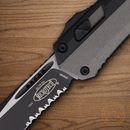 Microtech Auto Glykon Folding Knife 4" Premium Steel Blade Black/Gray Aluminum Handle
