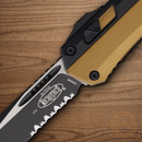 Microtech Auto Glykon Folding Knife 4" Premium Steel Blade Black/Tan Aluminum Handle
