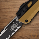 Microtech Auto Glykon Folding Knife 4" Premium Steel Blade Tan Aluminum Handle