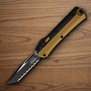 Microtech Auto Glykon Folding Knife 4" Premium Steel Blade Tan Aluminum Handle