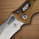Microtech Amphibian Folding Knife 4" Bohler M390MK Steel Blade Tan Aluminum Handle
