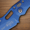 Microtech Auto Stitch Folding Knife 3.75" Premium Steel Blade Blue Aluminum Handle