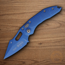 Microtech Auto Stitch Folding Knife 3.75" Premium Steel Blade Blue Aluminum Handle