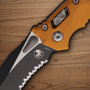 Microtech Amphibian Folding Knife 4" Bohler M390MK Steel Blade Orange Aluminum Handle