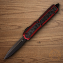 Microtech Auto Makora Folding Knife 3.38" Stainless Steel Blade Red/Black Aluminum Handle
