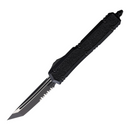 Microtech Auto Makora T/E OTF Knife 3.38" Partial Serrated Stainless Steel Blade Black Aluminum Handle