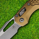 Microtech MSI Folding Knife 3.75" Bohler M390MK Steel Blade Tan Aluminum Handle