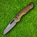 Microtech MSI Folding Knife 3.75" Bohler M390MK Steel Blade Tan Aluminum Handle