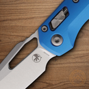 Microtech MSI Folding Knife 3.75" Bohler M390MK Steel Blade Blue Aluminum Handle