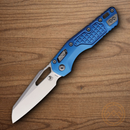 Microtech MSI Folding Knife 3.75" Bohler M390MK Steel Blade Blue Aluminum Handle