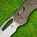 Microtech MSI Folding Knife 3.75" Stonewash Finish Bohler M390MK Steel Blade Tan G10 Handle