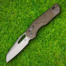 Microtech MSI Folding Knife 3.75" Stonewash Finish Bohler M390MK Steel Blade Tan G10 Handle