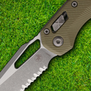 Microtech MSI Folding Knife 3.75" Partial Serrated Bohler M390MK Steel Blade OD Green G10 Handle