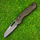 Microtech MSI Folding Knife 3.75" Partial Serrated Bohler M390MK Steel Blade OD Green G10 Handle
