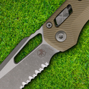 Microtech MSI Folding Knife 3.75" Partial Serrated Bohler M390MK Steel Blade Tan G10 Handle