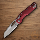 Microtech MSI Folding Knife 3.75" Partial Serrated Bohler M390MK Steel Blade Merlot Aluminum Handle